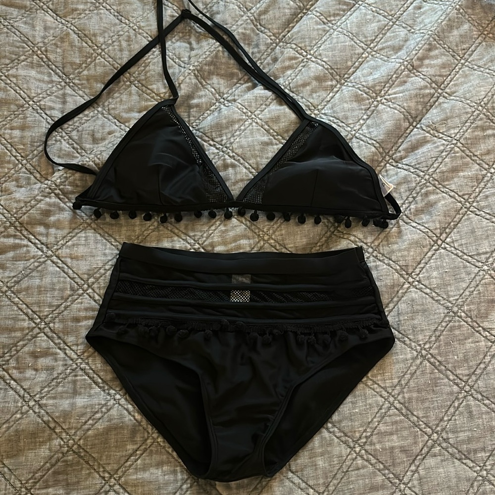 Black High Waisted Two Piece